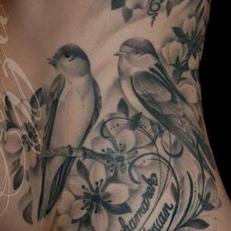 Tattoos - Black and grey birds sideview - 115565